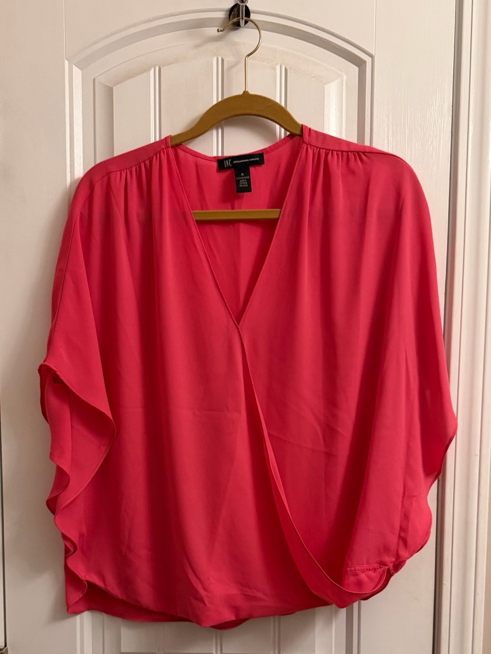 INC International Concepts Hot Pink Surplice Dolman Sleeve Top